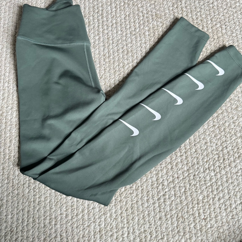 Nike Green Leggings with White Swoosh
